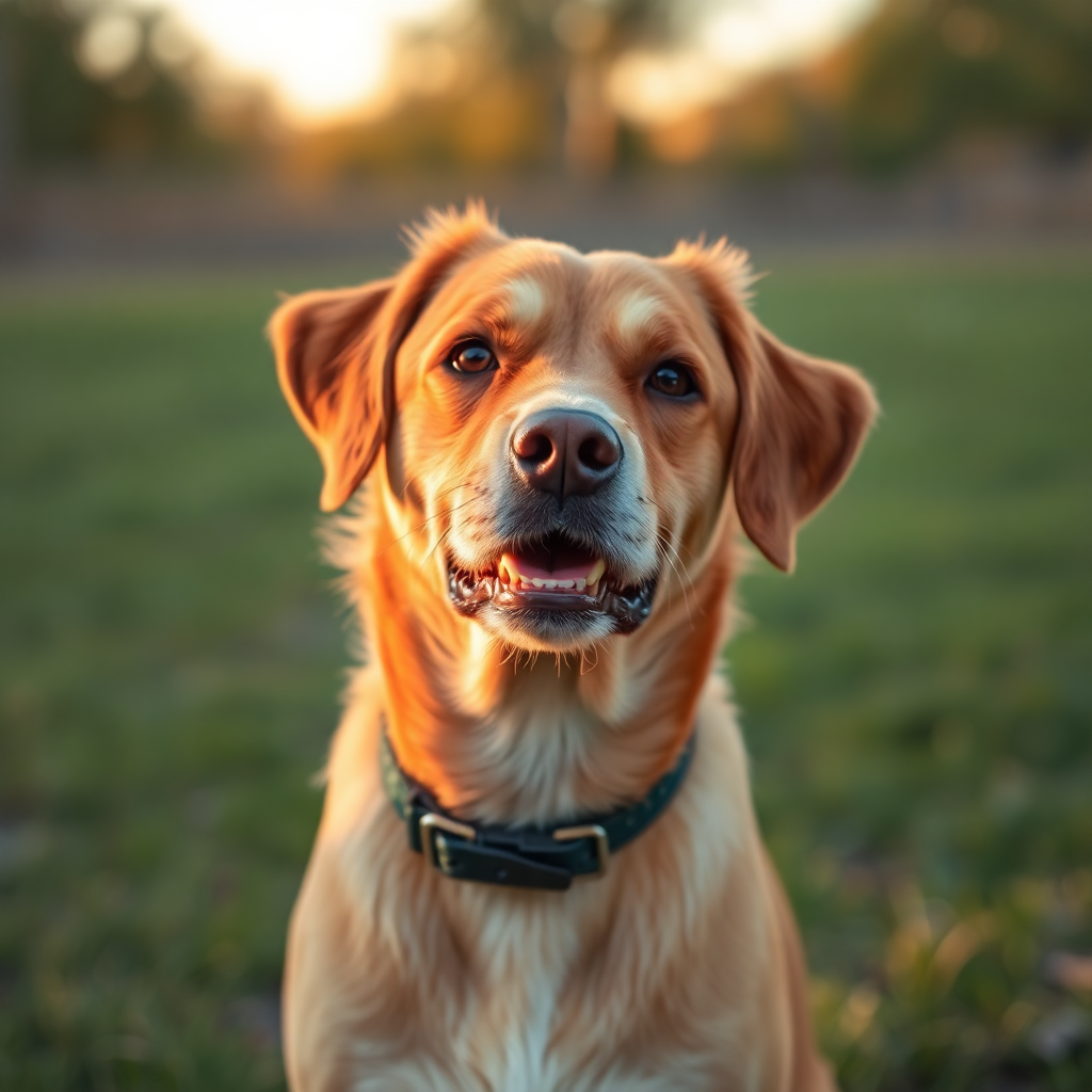 dog pet portrait golden hour
